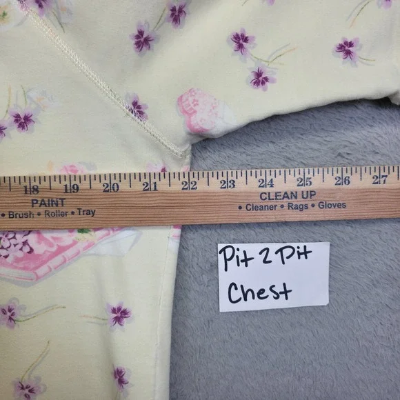 Vintage Anne Levin Nightgown Womens Medium Cream Floral Books Grannycore Classic - Picture 5 of 14